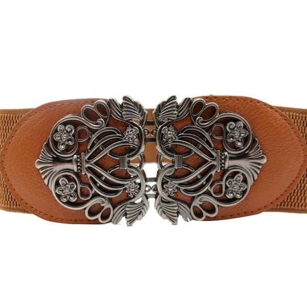 

royal antique carved wide belt/ancient silver camel alloy flower vintage leather belt straps women strap buckle p3, Black;brown