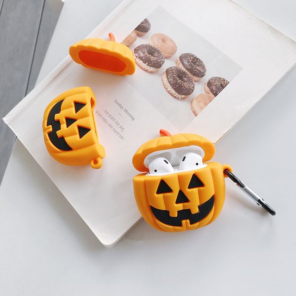 

halloween pumpkin airpods protective jacket cartoon apple earphone jacket for airpods bluetooth earphone ins personality