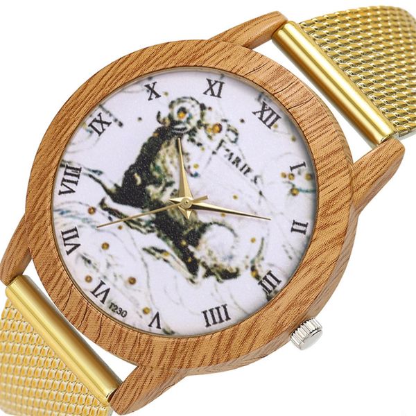 

2019 luxury fashion clock fashion retro wood grain women wrist watch glass mirror silicone strap quartz watch, Slivery;brown