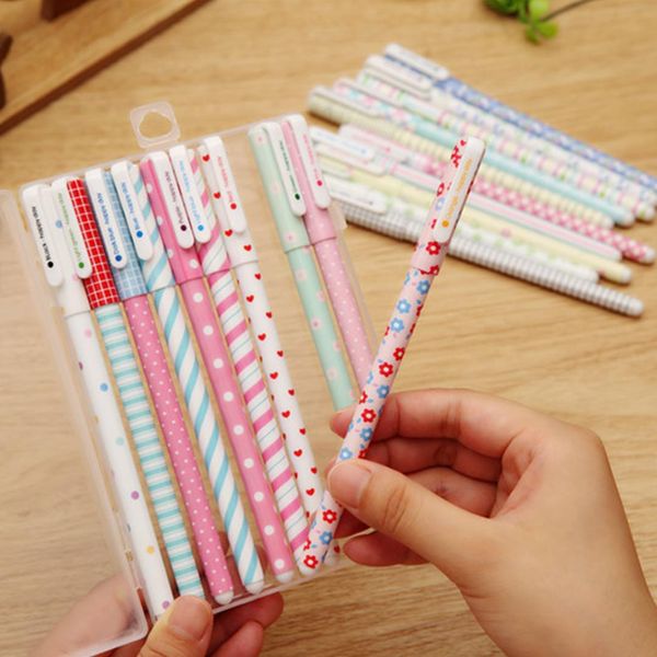 

fangnymph 10 pcs/pack floral pens 0.38mm color gel pen cartoon animal starry star ballpoint stationery office school supplies, Blue;orange