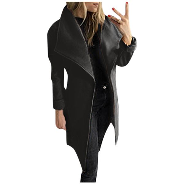 

chaqueta mujer winter coat women winter long sleeve open cape casual coat kimono jacket abrigos mujer invierno manteau femme, Black