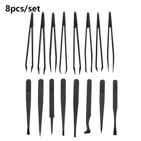 

8pcs/set anti-static electronic plastic tweezers kit esd forceps pcb repair hand tools set