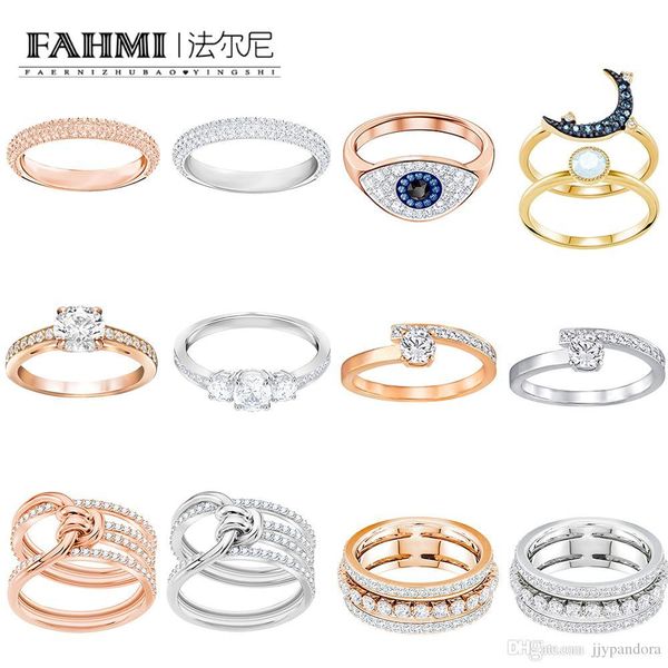 

fahmi swa simple personality fashion romantic lifelong twisted moon devil's eye ring rose gold for women's valentine's day gi, Silver