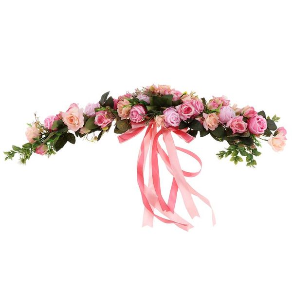 

rustic artificial rose door wreath trim silk leaves flower garland wedding venue decor