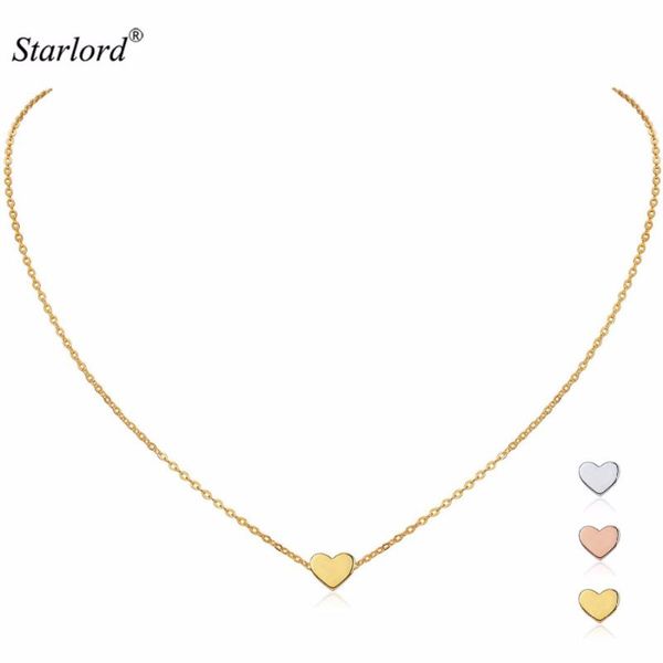 

pendant necklaces small heart collarbone necklace 925 sterling silver gold/rose gold dainty jewelry tiny gift p13136