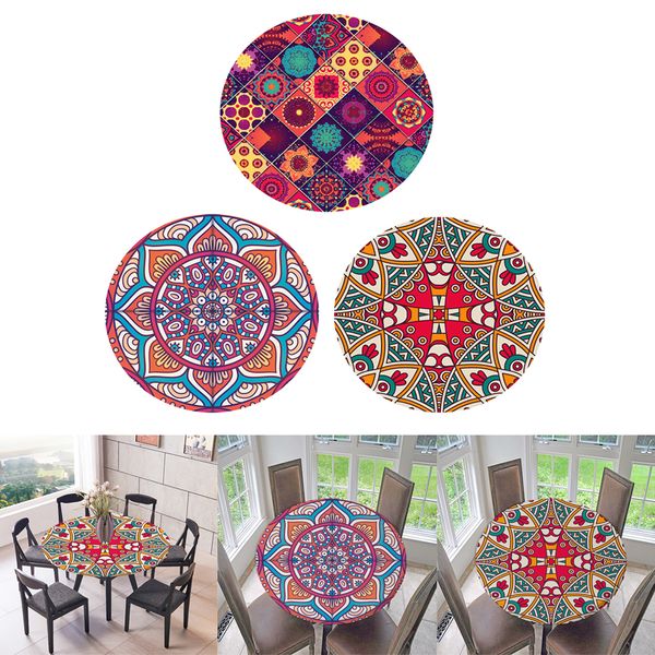

3pcs 1.5m dia. round table cloth bohemia mediterranean woodlike table cover