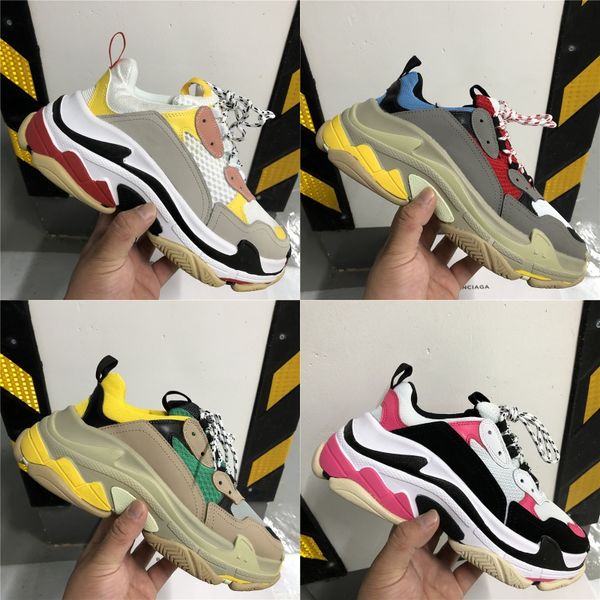 

platform designer paris 17fw triple s fashion sneakers men women old dad shoes black white leather casual flat shoes luxury sneakers