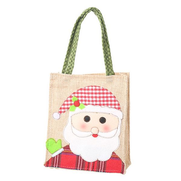 

christmas linen clothtote bag cartoon embroidered tote handheld gift bags