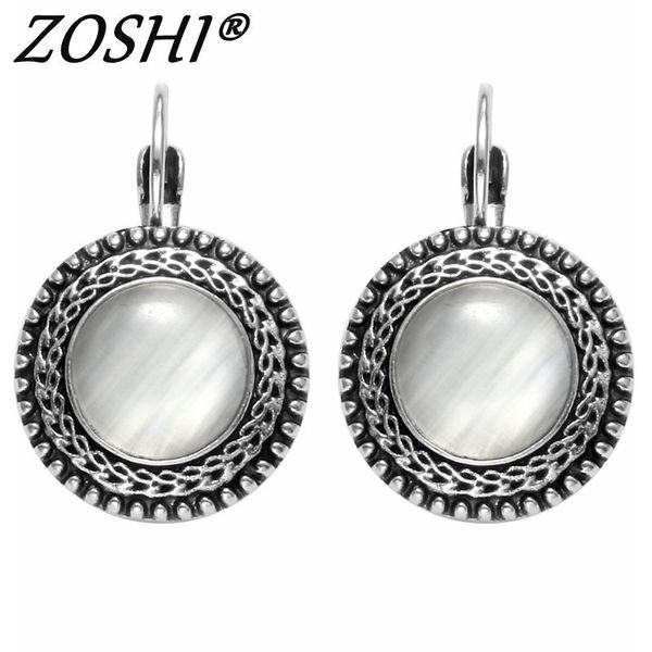 

2019 fashion jewelry tibetant silver earring for women opal drop earrings stone pendientes mujer moda earings wholesale brinco