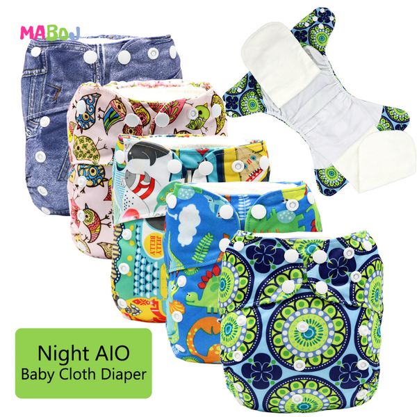 

maboj baby diaper overnight cloth diaper all in one cloth reusable aio sewn inserts  adjustable nappy waterproof