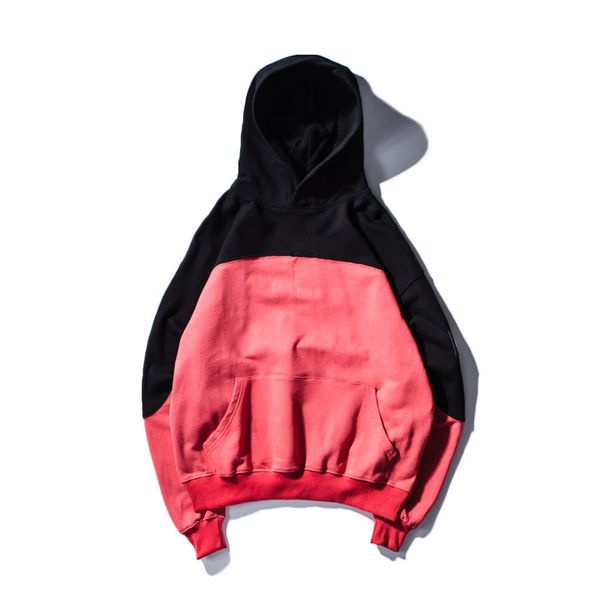 

men's autumn trend patchwork hooded hoodie high street hip-hop letters casual loose men's sports hoodies, Black