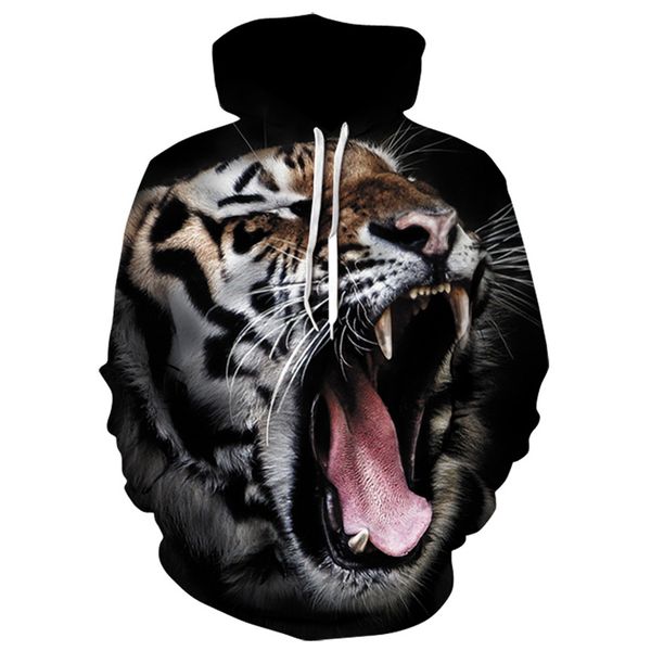 

tiger men hoodies hip hop sweatshirt funny 3d printed fashion plus size new hoodie men tracksuit unisex pullover xxxxl 5xl, Black