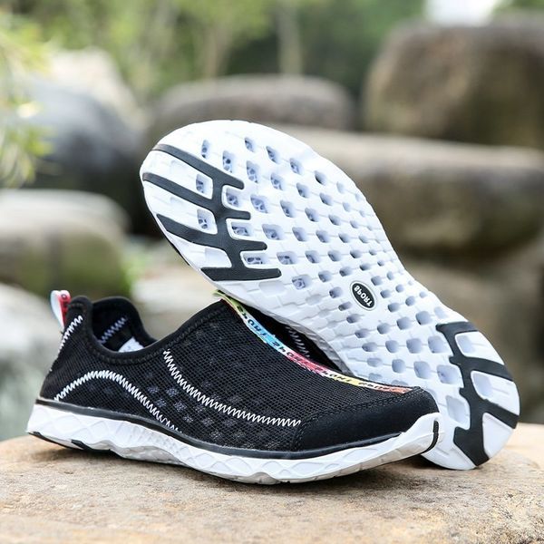 

khkai summer men aqua shoes mesh breathable outdoor sport beach shoes surf exercise light flats water skin shoes plus size