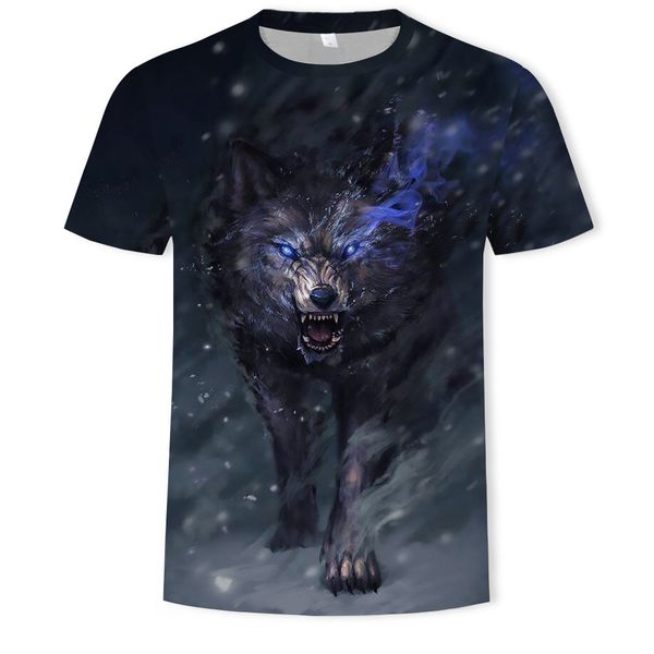 

mens designer straight wolf printed fashion short sleeve t-shirt, White;black