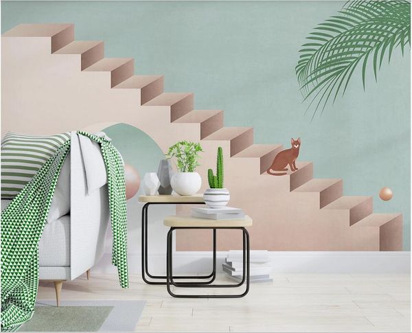

3d wallpaper custom p simple abstract three-dimensional geometric ladder building space art home decor wall paper for walls 3 d