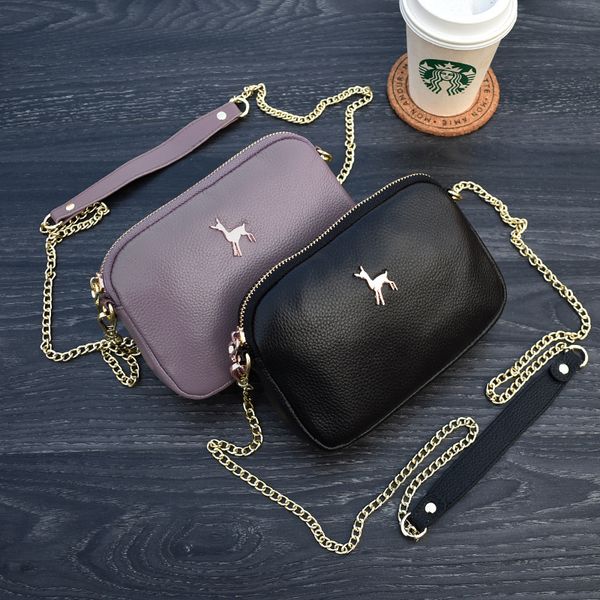 

женщины new solid color сумка корейской моды олень мобильный телефон сумка кожа малый мягкая сумка