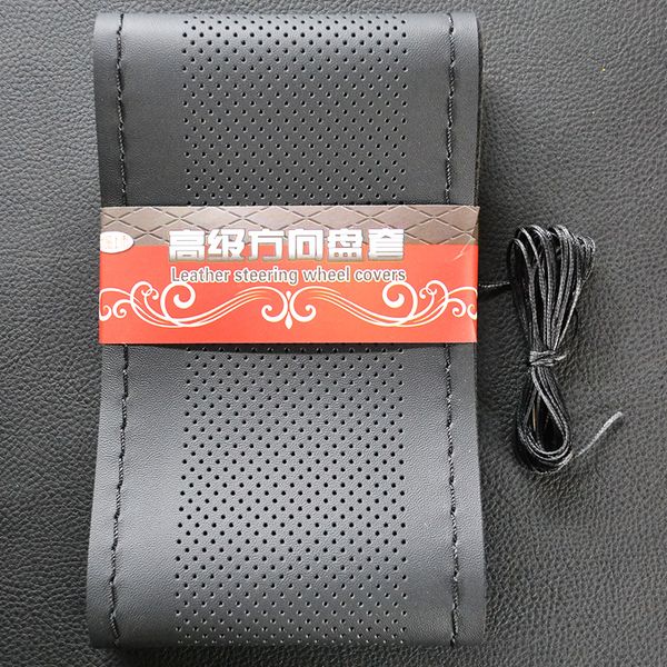 

braid on steering wheel 38cm hand-stitched car steering wheel cover soft leather with needle and thread car interior accessories
