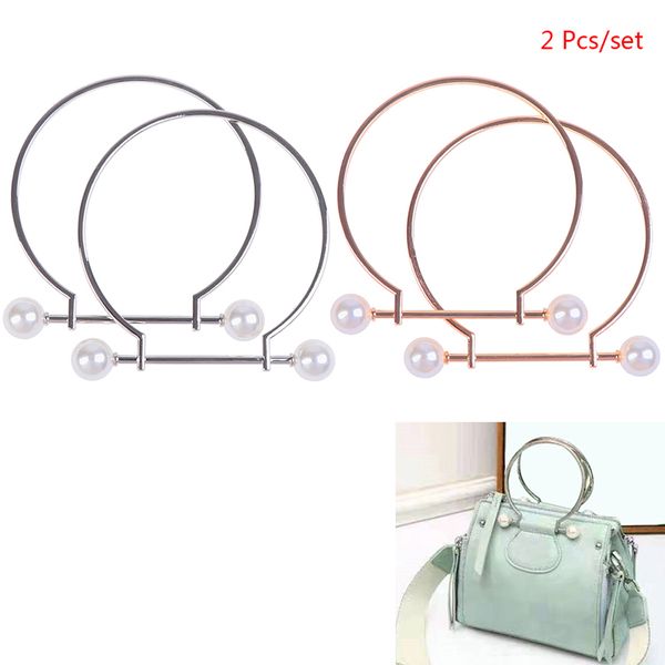 

1pair metal bag handle handbag purse replacement handles diy making accessories, Black