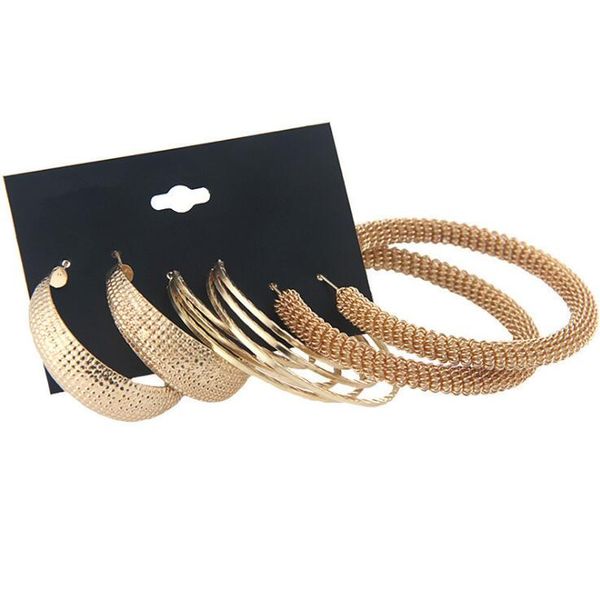 

fashion-europe and the united states exaggerated earrings combination set ladies gold spring earrings 3 pairs ofc jewelry, Golden;silver