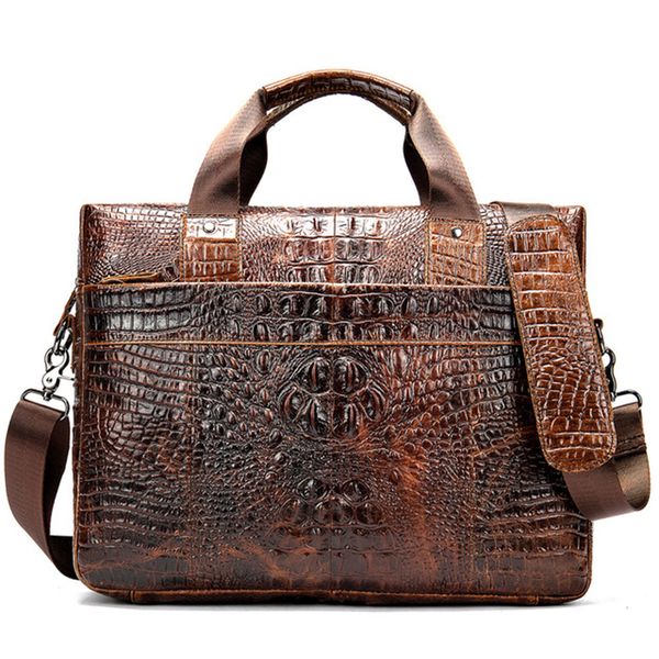 

male crocodile pattern briefcase men business totes bag handbag men's genuine leather bag men cowhide leather purse lapbags