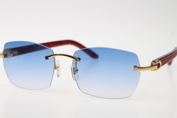 

2019 wholesale 8200905 rimless sunglasses red arms sunglasses cat eye with box blue lens, White;black
