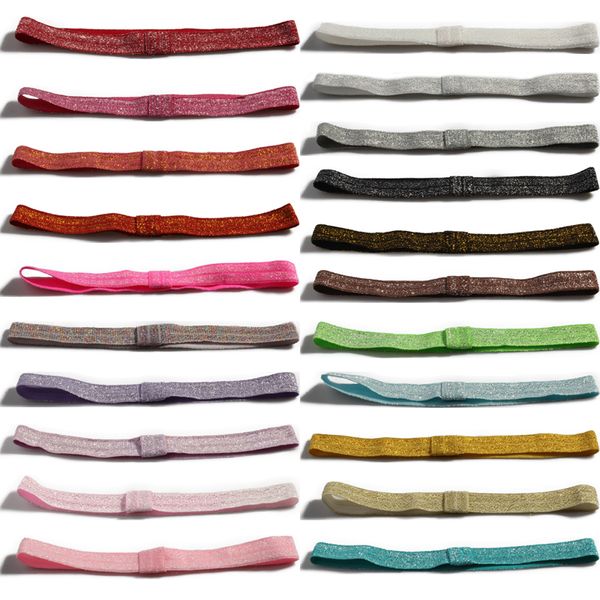 

10PCS 5/8" Solid Ribbon FOE Band Fold Over Elastic Glitter Kids Headbands for Girls Hair Accessories U Pick Color