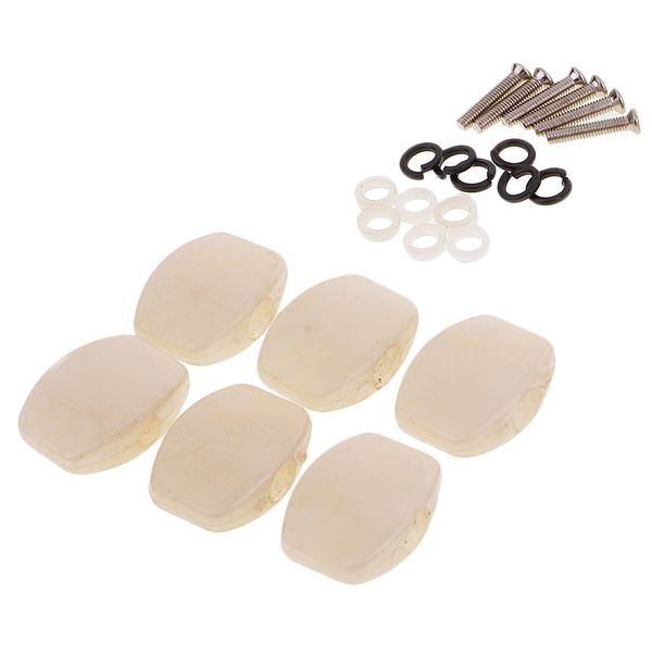 

durable pack of 6 plastictuning peg button cap machine heads white for electric guitar parts