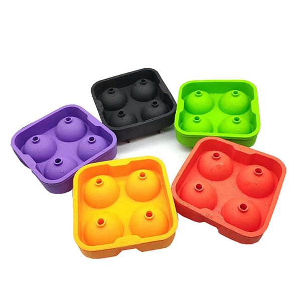 4/6 Buraco Silicone Ice Cube Bola Mold beber vinho Bandeja tijolo redonda fabricante de moldes Sphere Mold Partido Bar Whiskey Hockey Ice Maker DBC BH3768