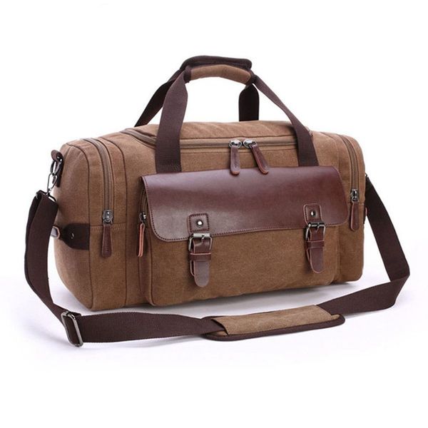 

auau-canvas leather travel bag men tote bag carry-on shoulder handbag luggage