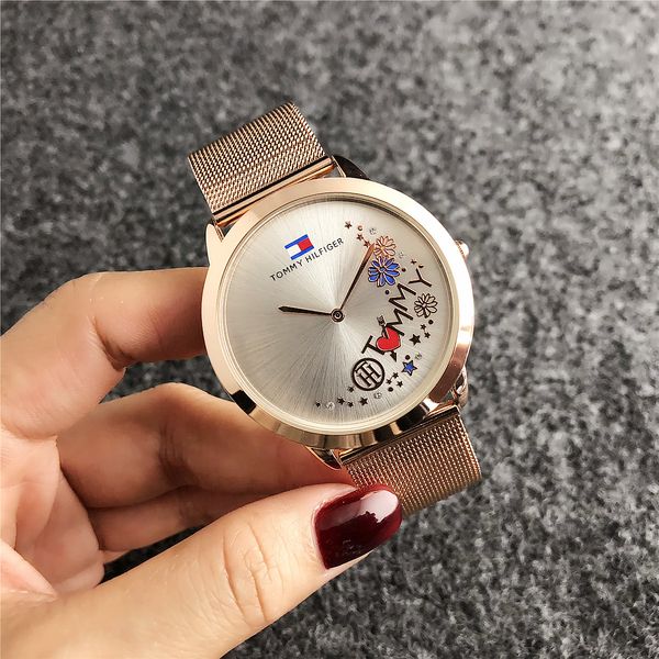 

2019 Fashion Pandora Brand women's men Girl crystal dial Stainless steel metal band quartz wrist watch PANDORA Bracelet Watch TOM gue ss to