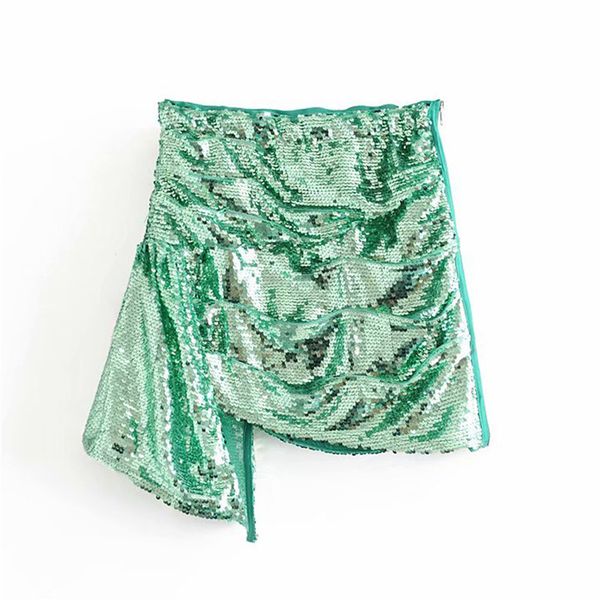 

trendy shiny paillette side zipper bow knot skirt female chic party sequined mini skirts purple skirt, Black