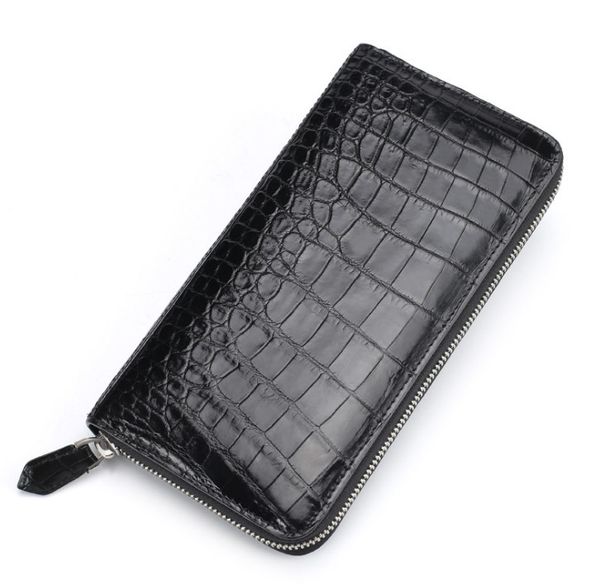 

hujingsha new thailand crocodile leather men wallet business long male purse more screens genuine leather male crocodile bag, Red;black