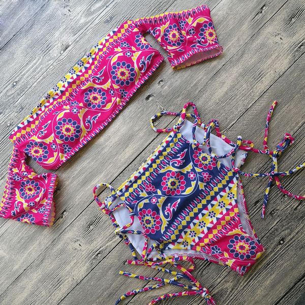 

women swimsuits 2017 summer new women floral print swimwear bandage bikini set push-up padded bra bathing suit swimsuit