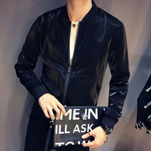 

shiny men jackets and coat men's slim flight suits men singers stage costumes jaqueta masculino fancy dj club costume bomber, Black;brown