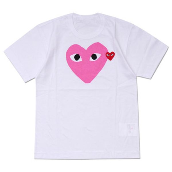 

lover com men women commes grey des play garcons cdg embroidered double heart short sleeve t-shirts embroidery red heart tee, Black;blue