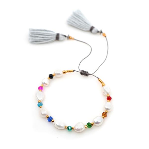

go2boho real pearl bracelet rainbow crystal bracelets for women tassel boho jewelry pulseras handmade gift japan import beads, Black
