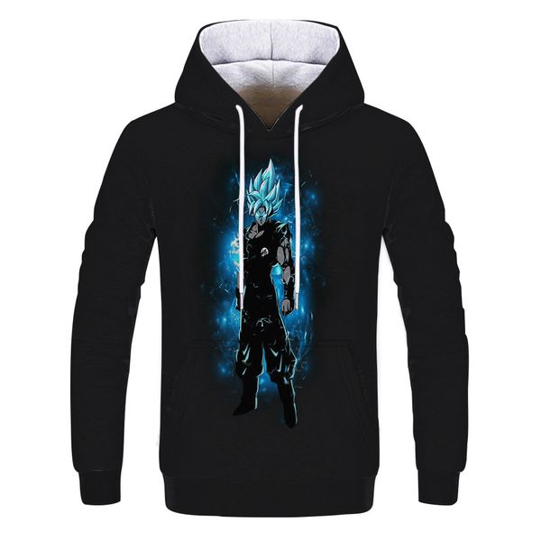 

mens designer dragon ball 3d digital printing hooded sweater, Black