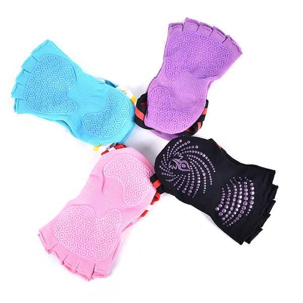 

cross strap yoga socks backless cross strap yoga socks non-slip sports ballet fingers 1pair, Black
