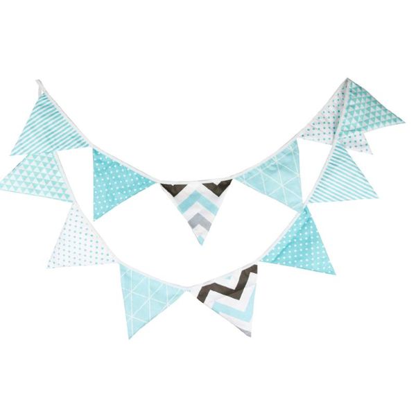 

pennant banner blue and white cotton triangle bunting flag tent flag for party hanging decoration baby p background wedding event venue