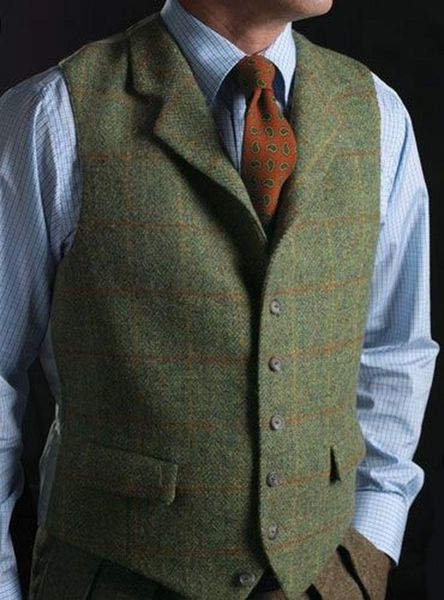 

men's vest tweed wool waistcoat lapel plaid suit vest tuxedo for groomsmen 17styles a758, Black;white