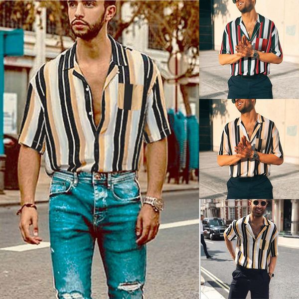 

mens hawaiian shirt male casual camisa masculina men summer fashion shirts casual striped shirts short-sleeve blouse s-3xl, White;black