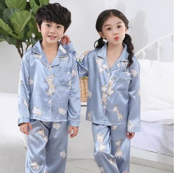 

удобные девушки пижамы костюм дети pijama весна шелковая пижама костюм мультфильм мальчиков homewear дети детские пижамы, Blue;red