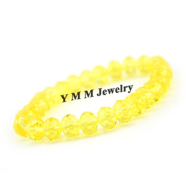 Colore giallo 8mm Bracciale in perline di cristallo sfaccettato per donne Braccialetti elastici in stile semplice 20pc/lotto all'ingrosso