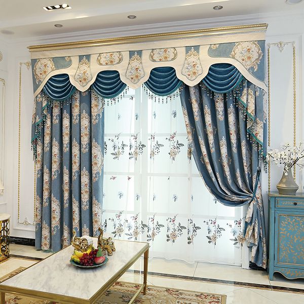 

european-style chenille jacquard shade curtains for living dining room bedroom