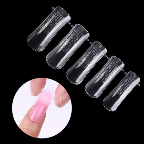 

20/100pcs nail art quick building poly gel mold form finger extension uv builder tips clip diy manicure tools, Red;gold