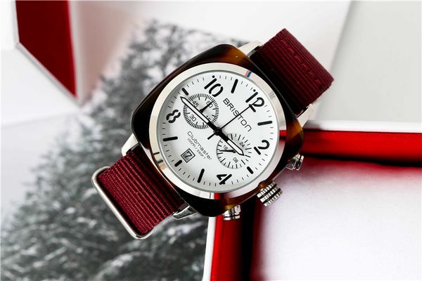 

original couples wristwatches sliver dial with red strap classic neutral quartz watch circular double timing dial, Slivery;brown