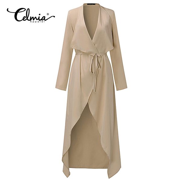 

plus size s-3xl women ladies casual long sleeve slim fit thin waterfall long belted cardigan duster coat jacket overalls outwear, Black;brown