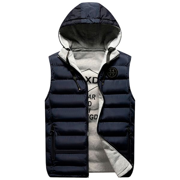 

men down jacket vest winter hooded softshell for windproof and waterproof soft coat shell jacket doudoune homme#y15, Black
