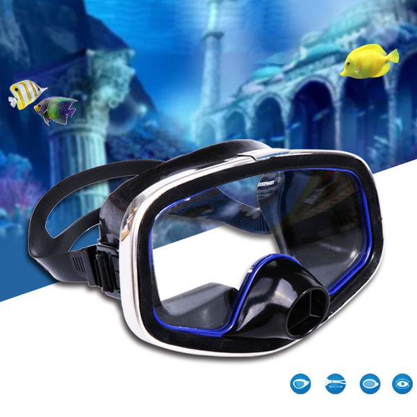 

men women adjustable submersible mirror wide lens anti fog resistant breathe big nose protective diving goggle