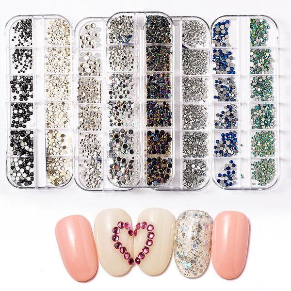 

1 box manicure high silver flat diamond 12 nail art symphony ab rhinestones nail decoration shiny diamond strip box, Silver;gold